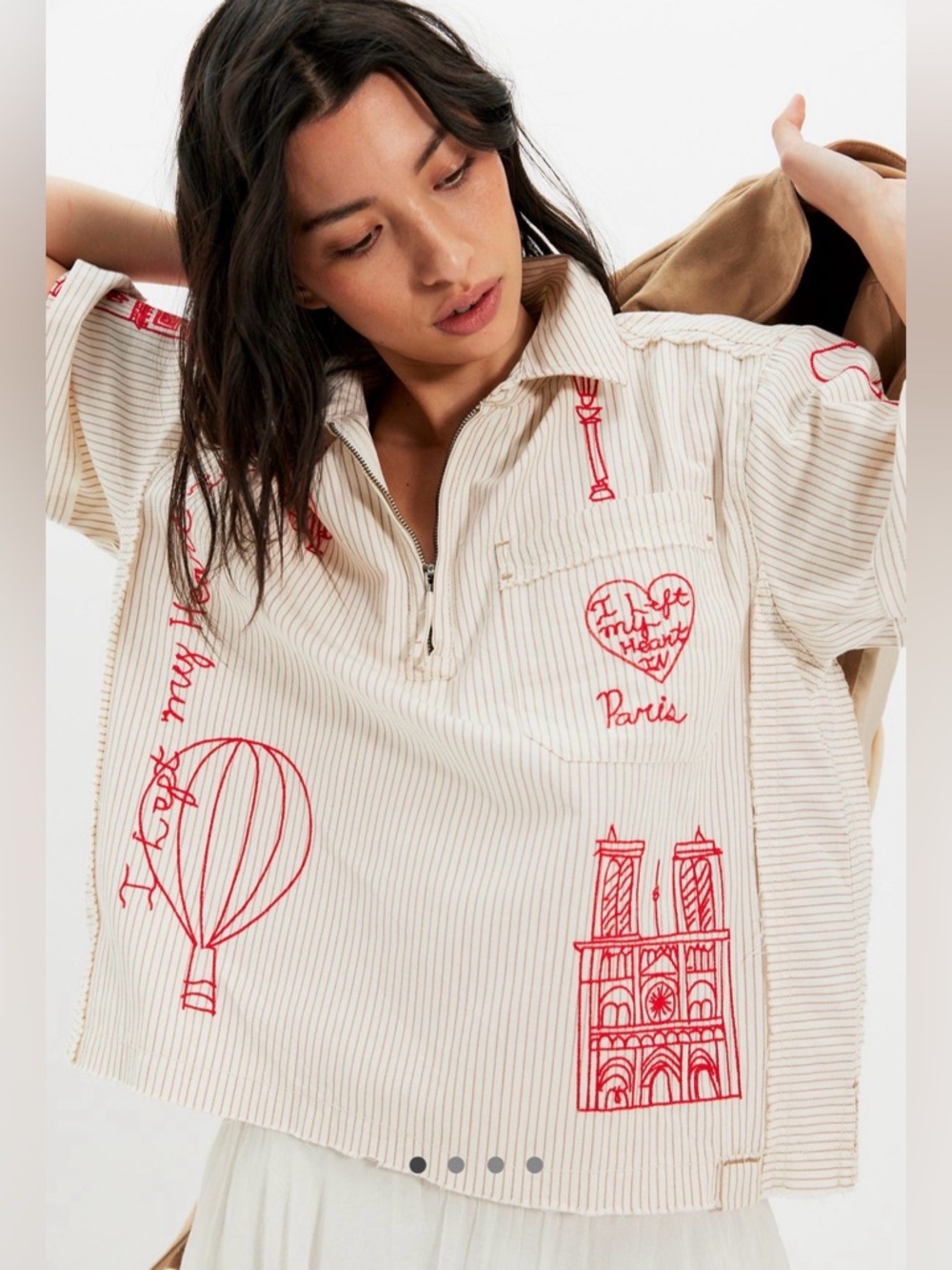 Free People Paris Romance Embroidered Top